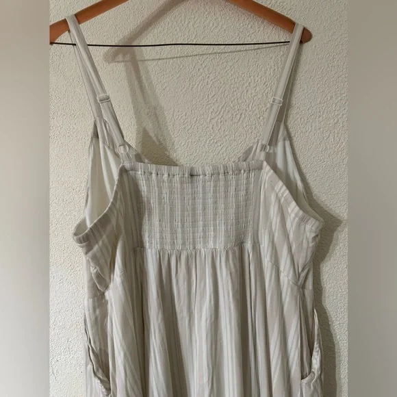 Torrid Dress Sleeveless Beige/White Challis Asymmetrical Button Front Size 2 - Picture 4 of 7